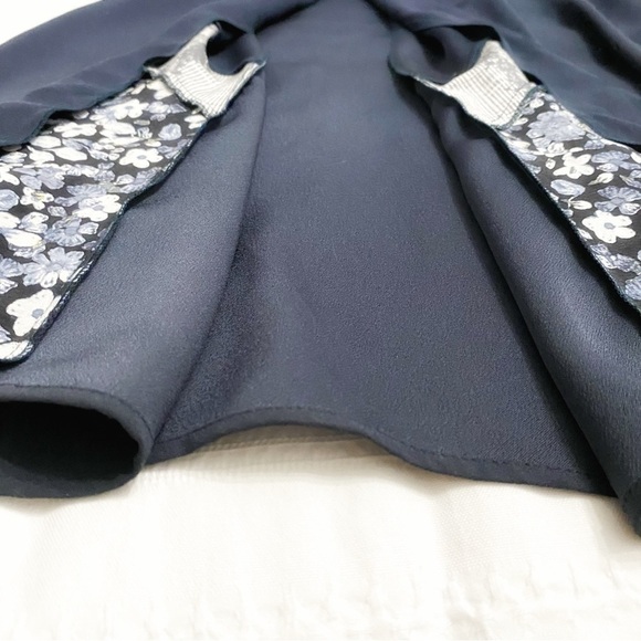 𝅺BCBGMAXAZRIA RUNWAY ZUZANA NAVY LACE FLORAL PATCHWORK SLEEVELESS BOHO DRESS - Picture 11 of 11